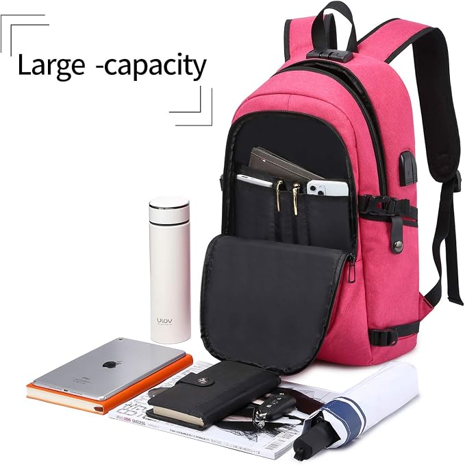 WENIG Business Laptop Backpack Anti-Theft Backpack with USB Charging Port and Lock Computer Backpacks for Women Men Fit 15.6 Inch Laptops, Casual Hiking Travel Daypack - Image 3