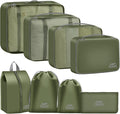 Packing Cubes for Travel- 8 Set Luggage Organizer Bags for Family, Mesh Breathable Travel Packing Cubes for Suitcases Durable Travel Essentials Bags Set (Green, 8 Set) by YEEYAA