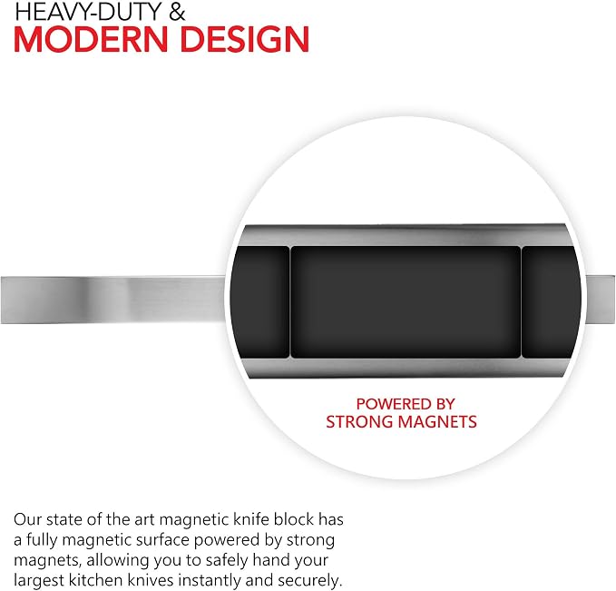 Modern Innovations Magnetic Knife Holder for Wall and Fridge - 24" Knife Magnetic Strip, Magnet Kitchen Knife Holder and Rack, Stainless Steel Magnetic Knife Bar for Kitchen Utensils - Image 3