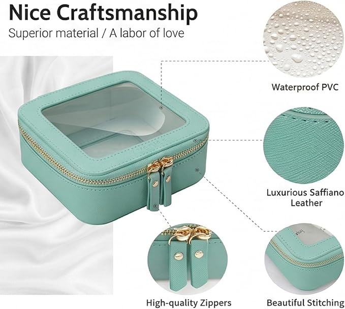 Aveniee Mini Clear Makeup Bag, Small Cosmetic Bags Travel Toiletry Pouch Organizer, TSA Approved Make up Case with Zipper, Car Bag for Essentials,Green - Image 4