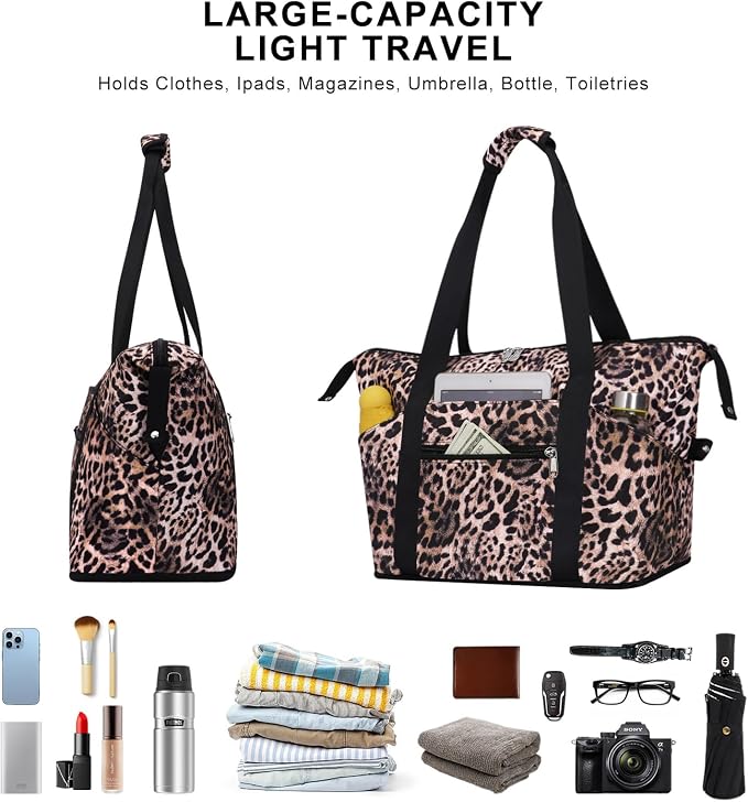 Expandable Duffel Bag for Women with Trolley Sleeve/Wet Pocket Weekender Travel Tote Large Carry On Overnight Luggage - Image 6