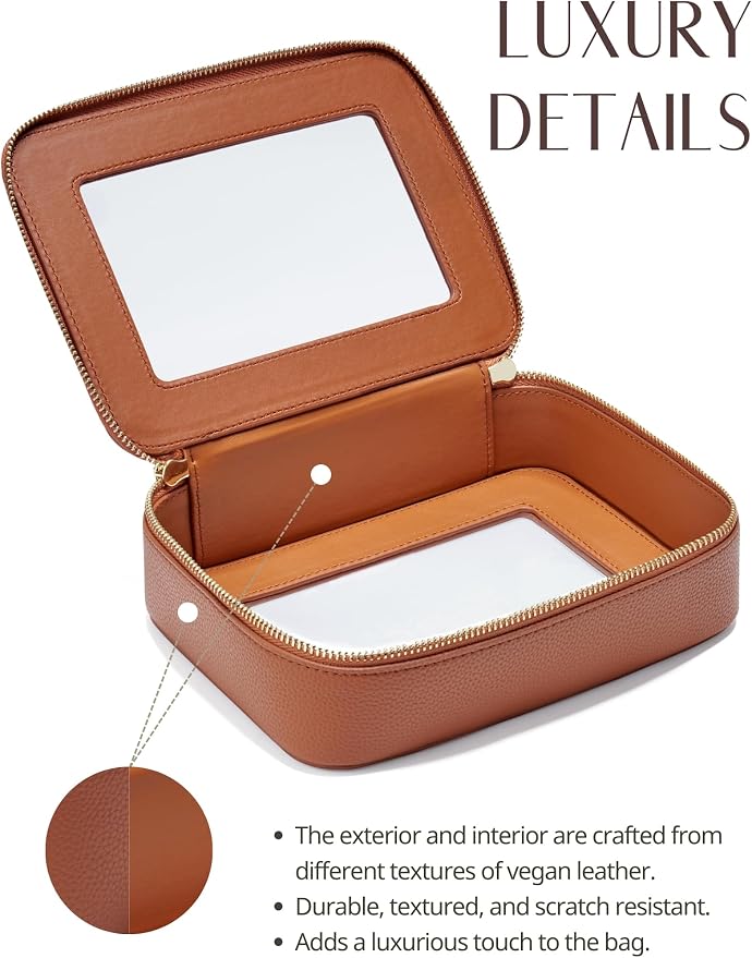 Clear Makeup Bag Toiletry Case Travel Transparent Cosmetic Bag with Zipper, Portable Make Up Organizer Traveling Compact Car Bag for Essentials - Image 4