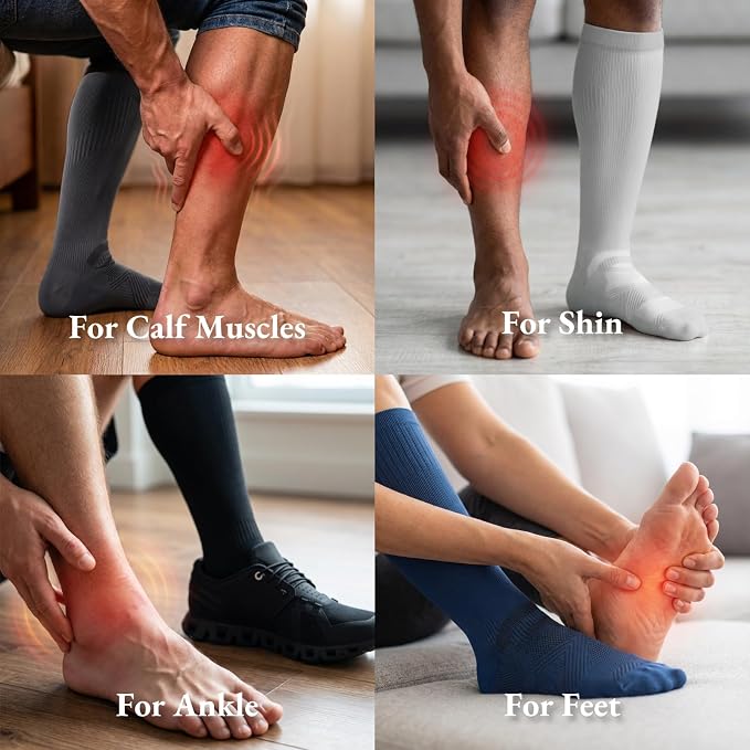 Compression Socks for Women and Men,Mild Support(3 Pairs) Unisex | Knee High,Graduated Compression,L/R Foot Labels,Breathable Fabric,Best for Flying/Nurses/Travel/Cycling/Pregnancy/Daily Wear - Image 2