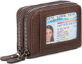 RNIEGA Credit Card Holder Wallet RFID Blocking Leather Small Wallet for Women Double Zipper Wallet with ID Window by RNIEGA