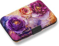 Credit Card Holder, Business Card Case Mini RFID Small Aluminum Card Wallet | Blocking Slim Metal RFID Blocking Front Pocket Wallet Hard Case Durable CC Holder for Women Girl, Purple Marble Flower by ToLuLu