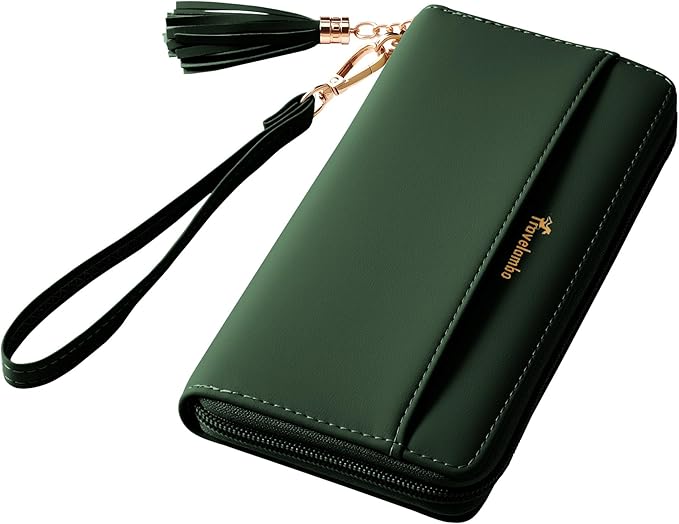 Travelambo Wristlet Wallet Women RFID Bifold Large Capacity Clutch Purse | Tassel, Zipper Coin Pocket, Card Holder Wallet, Gifts for Women by Travelambo