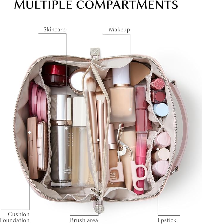 EACHY Large Capacity Travel Makeup Bag for Women, Cosmetic Pouch, Purple | Large-capacity zippered cosmetic pouch organizes makeup and toiletries as a travel makeup bag or toiletry bag for women - Image 2