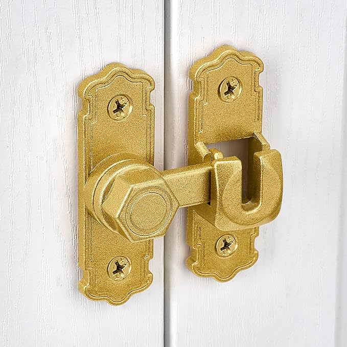 2 Packs Gold Aluminum Alloy 90/180 Degree Gate Lock,Barn Door Latches | Flip Gate Latches,Right Angle Door Lock Latch,Sliding Door Latches,for bedroom,garage,window,pet enclosures,drawer,cabinet - Image 4