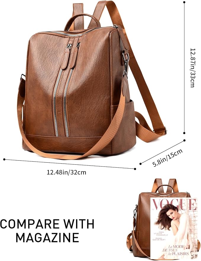GAEKEAO Backpack Purse for Women PU Leather Anti-theft Backpack Ladies Convertible Large Travel Designer Fashion Shoulder Bag - Image 3