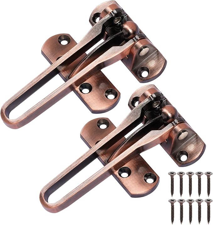 Topbuti Home Security Door Lock, 2 Pack Latch Guard Clasp Front Door Locks for Kids, Home Reinforcement Lock for Swing-in Doors, Hotel Door Latches, Thicken Solid Aluminium Alloy, Classic Bronze - Image 3
