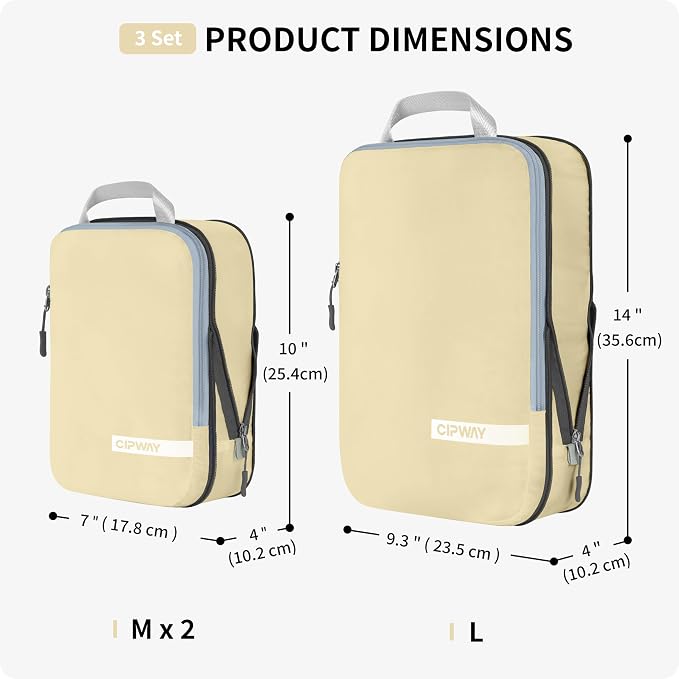 Cipway Compression Packing Cubes for Travel (Vanilla Cream 3 Set) | Ultralight Travel Cube Organizers for Carry-On Luggage, Suitcase & Backpack Travel Essentials - Image 5