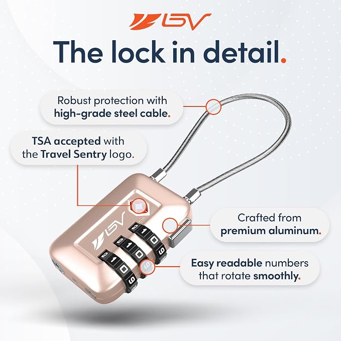 TSA Accepted Luggage Travel Lock, Set-Your-Own Combination Lock for School Gym Locker, Luggage Suitcase Baggage Locks, Filing Cabinets, Toolbox, Case (Titanium, 2 Pack) - Image 7