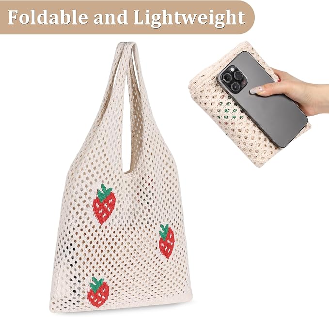 Sightor Crochet Tote Bag, Mesh Beach Bag Knit Summer Hobo Bag for Women | Beach Tote bag Vacation Outfits Aesthetic Boho Bag - Image 7