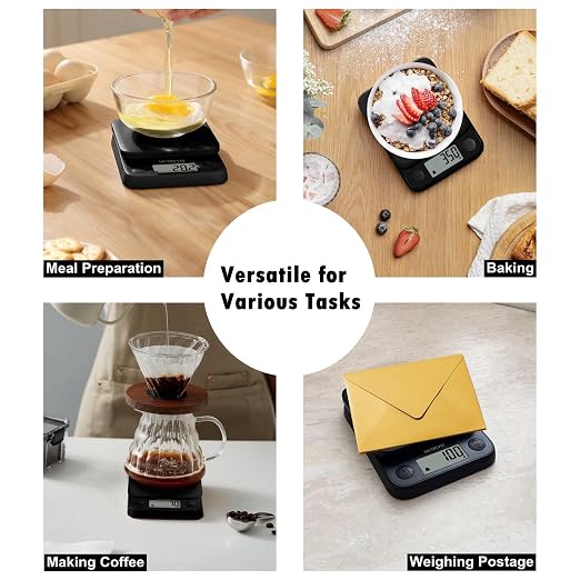 Food Scale Small Digital Kitchen Scales Weight Grams Ounces Black | Max 11lbs 0.5g Increment, Compact Design, Smart Tare, Weight Loss Cooking Baking Coffee, Easy to Use for Travel, AAA Battery - Image 8