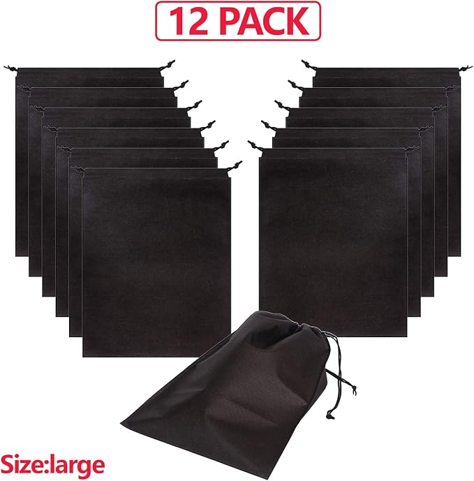 12 Pack Shoe Bags for Travel Non-Woven with Rope for Men and Women Large Shoes Pouch Storage Packing Organizers - Image 3