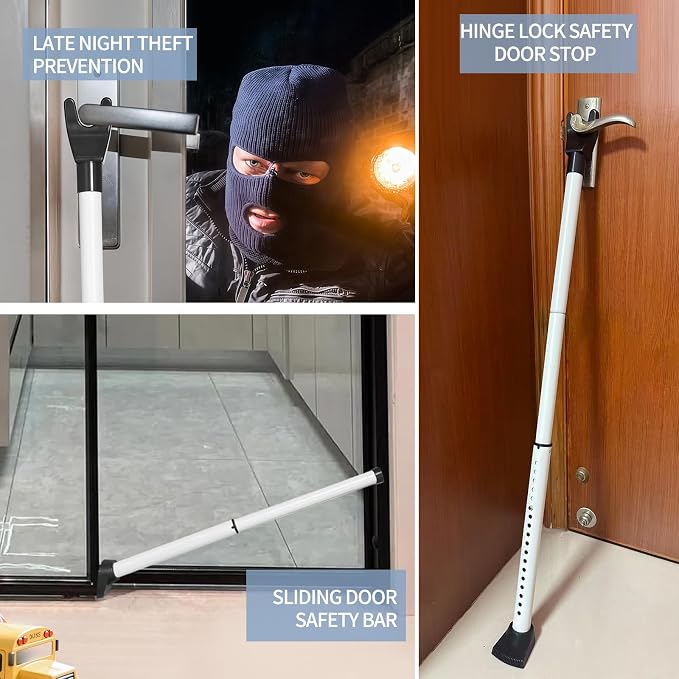 Upgraded Multi-Functional Door Security Bar & Sliding Windows Bar,Adjustable Heavy Duty Stoppers Jammer for Apartment,Home, Hotel Room - Image 7