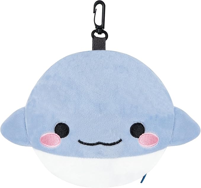 U Scinan Cute Animal 2-in-1 Travel Pillow and Eye Mask – Portable Neck Pillow with Adjustable Strap, Soft Plush Support for Airplane, Car, Train(Dolphin) by Unknown