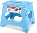 11 Inch Folding Step Stool for Kids, Non-Slip Foldable Stools, Blue | Heavy Duty Collapsible Foot Stool, Lightweight with Built-in Handle, Holds 300 lb for Adults Kitchen Bathroom Bedroom Outdoor by ACSTEP