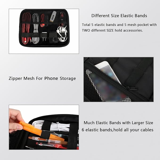 MATEIN Cord Organizer Bag, Travel Universal Cable Organizer Case, Grey | Sturdy Accessories Pouch with Handle, Medium Electronic Carrying Bag for Cable, Tech Organizer Pouch - Image 4