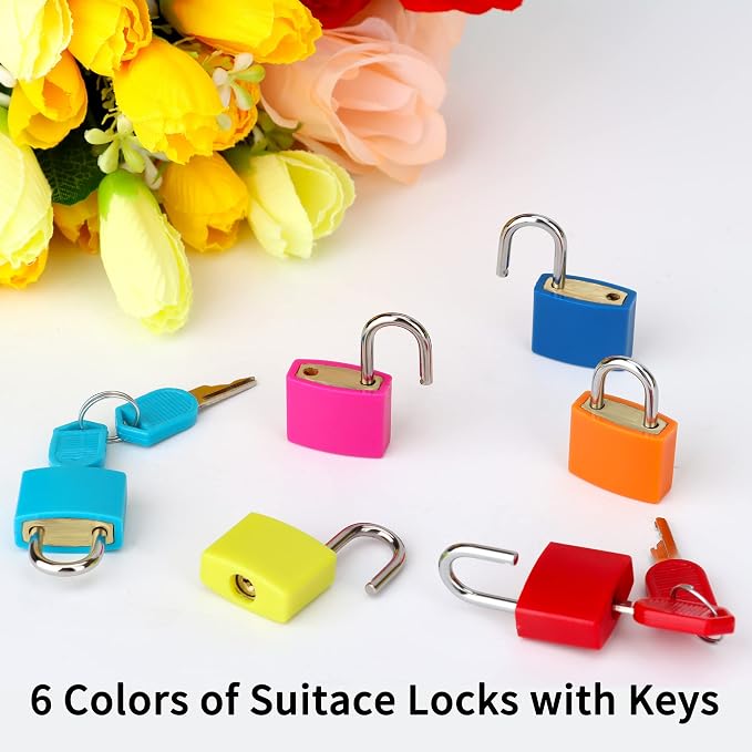 6 Pcs Suitcase Locks with Copper Keys Protect Your Belongings with Febwind's Set of 6 Mini Padlocks Multicolor Durable Locks for Suitcases Backpacks Boxes Cabinet and Laptop Bags - Image 7