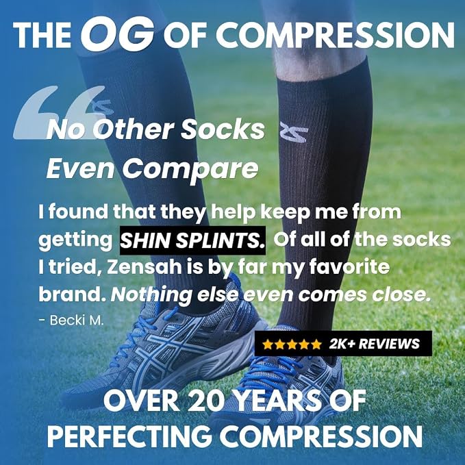 Zensah Tech+ Compression Socks - Knee High Running Socks for Sports, Travel, Made in Italy - Image 3