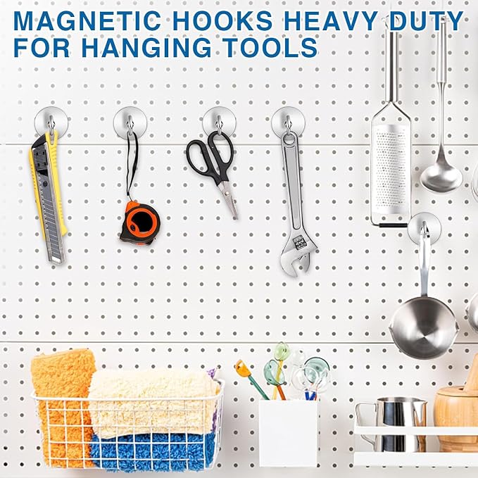 LOVIMAG Magnetic Hooks for Cruise Cabins, 170LBS, 12Pack | Heavy Duty Neodymium Magnet with Hook Essentials for Classroom, Fridge, Ceiling, Hanger, Silver - Image 6