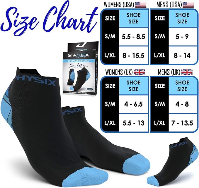 Physix Gear Short Compression Socks for Men & Women - Best Low Compression Socks Women & Men Ankle Socks with Arch Support - Image 4