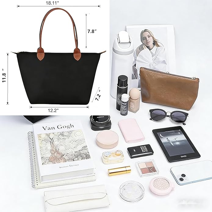 Large Tote Bag for Women Work, Lightweight Nylon Laptop Tote Handbag Purse Carryall with Compartments, Waterproof Travel bag | foldable tote bag - Image 4