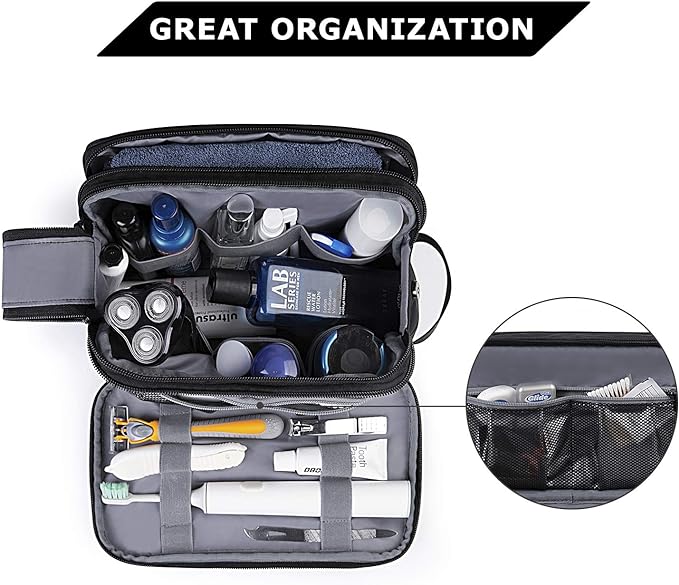 BAGSMART Toiletry Bag for Men, Travel Toiletry Organizer Dopp Kit Water-resistant Shaving Bag for Toiletries Accessories, Door Room Essentials,Green-medium - Image 2