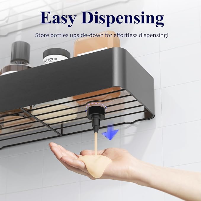 Kitsure Shower Caddy Adhesive, Stylish Shower Organizer, Large, Dark Grey | 2 Pack Shower Shelf for Inside Shower, 100% Rustproof Metal Shelves, No-Drill Bathroom Organizers and Storage - Image 5