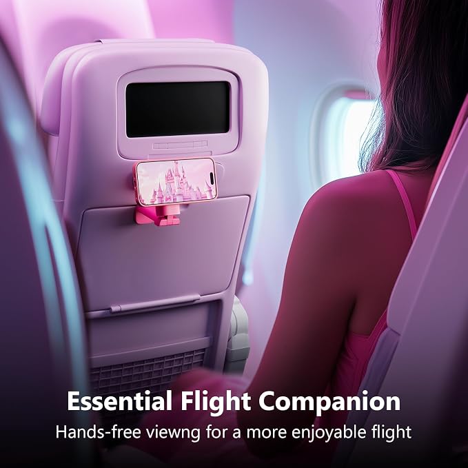 MiiKARE Magnetic Airplane Phone Holder Mount for Magsafe, Barbie Pink | Universal Hands-free Phone Holer with 360° Rotation for Flying, Accessory Travel Must Haves Phone Stand for Desk, Tray Table - Image 4