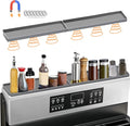 BFONS 30" Magnetic Stove Top Shelf Spice Rack Storage, Silicone Top Heat Material Stove Rack Shelf Flexible Seasoning Organizer Kitchen Shelves Gadgets with 2 Functional Prtitions for Kitchen （Grey） by BFONS