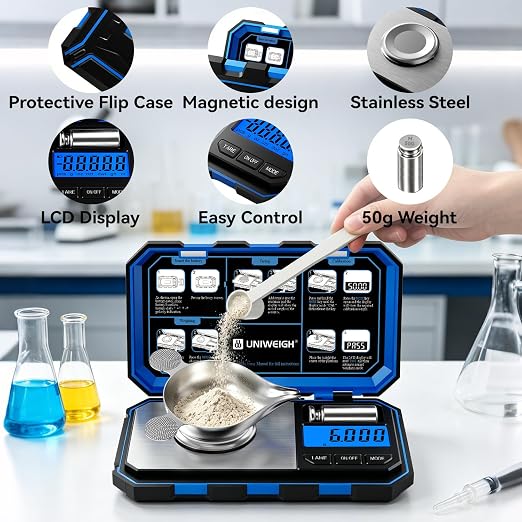 Milligram Scale Precision 0.001g/50g | Digital Jewelry Scale for Powder,Gold,Gem,Reloading,Micro Gram,Coins Scale 6 Units,Tare,Pocket mg Scale with Cal Weight - Image 3