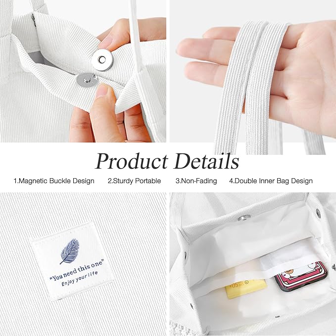 LHMTQVK Corduroy Tote Bags for Women, Large Capacity Tote Purse Reusable Grocery Shoulder Bag with Inner Pockets - Image 7