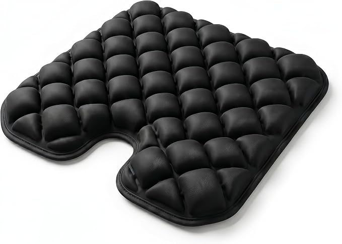 Inflatable Seat Cushion for Long Sitting, 54 High-Low Air Cell Travel Seat Cushion for Airplane, Office Chair, Car & Wheelchair, Adjustable Firmness Pressure Relief Seat Pad, 16.5" x 15.8" by Potelane