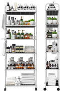 10in 6 Tier Slim Storage Cart with Wheels, Narrow Space Rolling Shelving Unit with Handle, Metal Wire Mobile Organizer Rack for Kitchen Bathroom Office Laundry by Seadasyoon