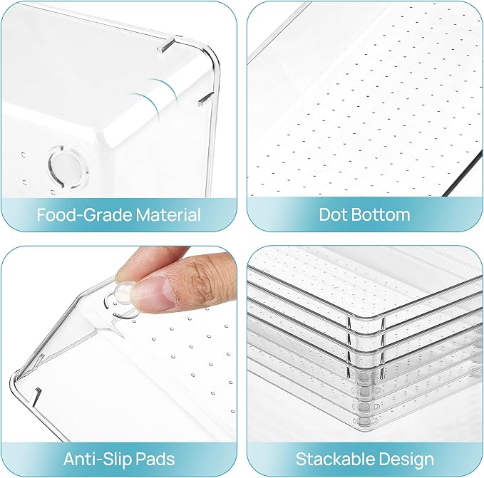 Vtopmart 4 Pack Clear Kitchen Drawer Organizer, 15x6 Inch Utensil Tray | Silverware Organizer Trays for Flatware, Cutlery and Kitchen Utensils, Large Clear Bins Create a Neat and Organized Drawer - Image 7