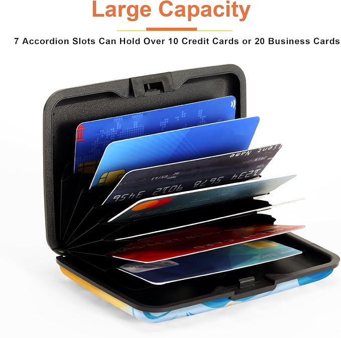 2 Pack Credit Card Holder for Women RFID Blocking Wallet, Tropical Surfing | Card Wallets for Women Small Mini Business Metal Accordion Aluminum Alloy Hard Case for Men - Image 4
