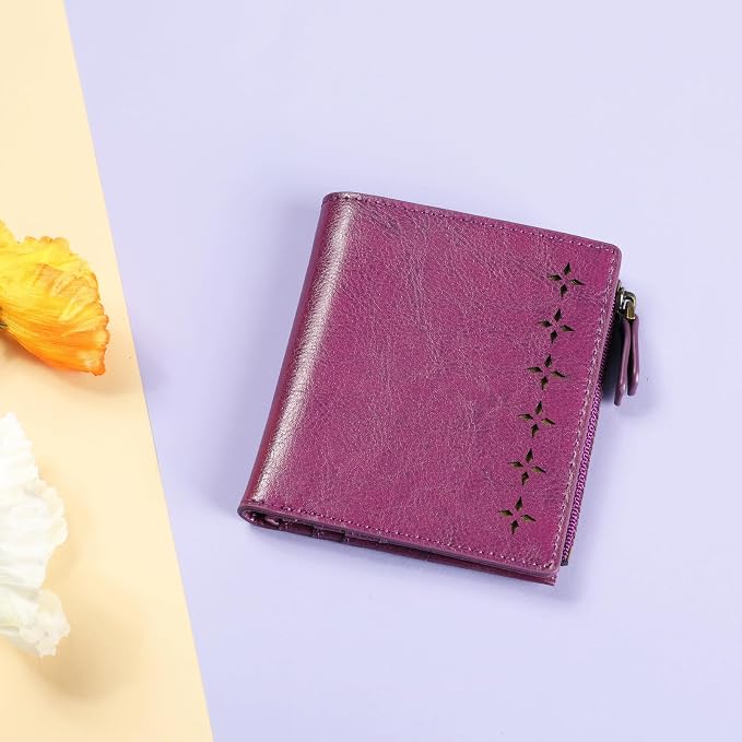Ultra Thin Small Compact Leather Womens Girls Wallets RFID Blocking Credit Card Holder for Women - Image 5