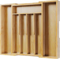 Kitsure Silverware Organizer, Bamboo Kitchen Drawer Tray, Natural, Medium | Expandable Drawer Kitchen Organizer, Cooking Utensils & Cutlery, Sturdy & Thickened Design, Storage Solution by Kitsure