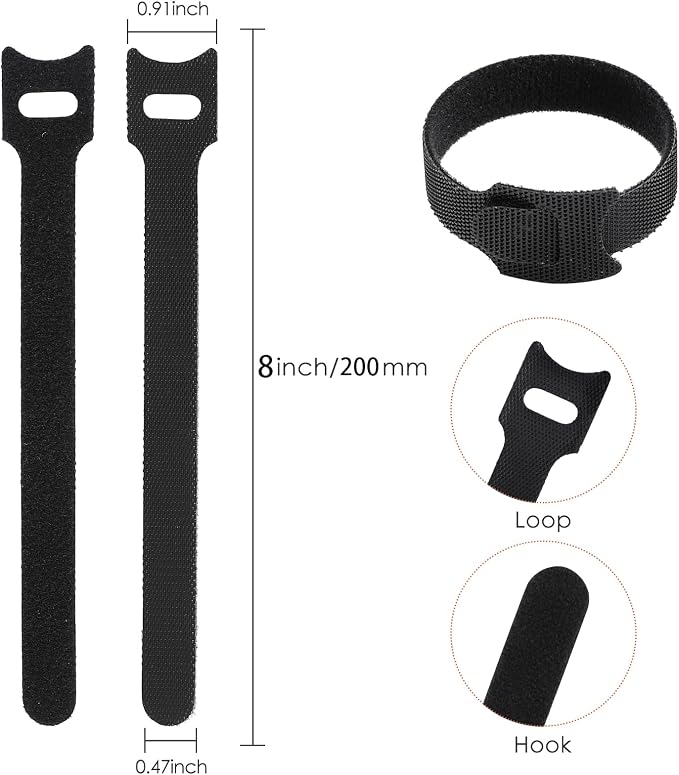 MVYC 150PCS 8 Inch Cable Ties Reusable Multi-Purpose Wire Ties Cord Organizer Adjustable Cable Management 5 Colors - Image 2