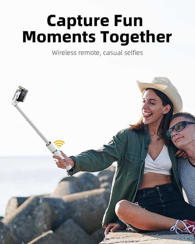 TODI 63" Phone Tripod, Extendable Selfie Stick with Wireless Remote and Phone Holder, Portable All-in-1 Cell Phone Tripod Stand for Video Recording, Compatible with iPhone/Android (White) (Pack of 2) - Image 3