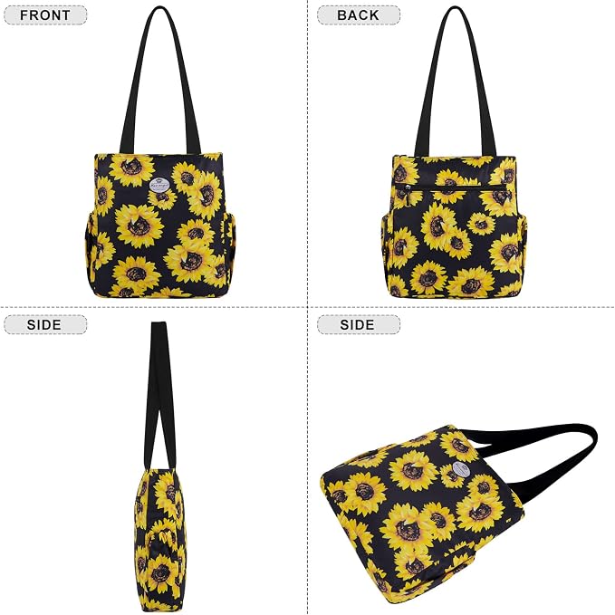 HUA ANGEL Floral Tote Bag - Casual Shoulder Bag Daily Tote Bag with Zipper Gym Travel Shopping Work Handbag for Women - Image 6