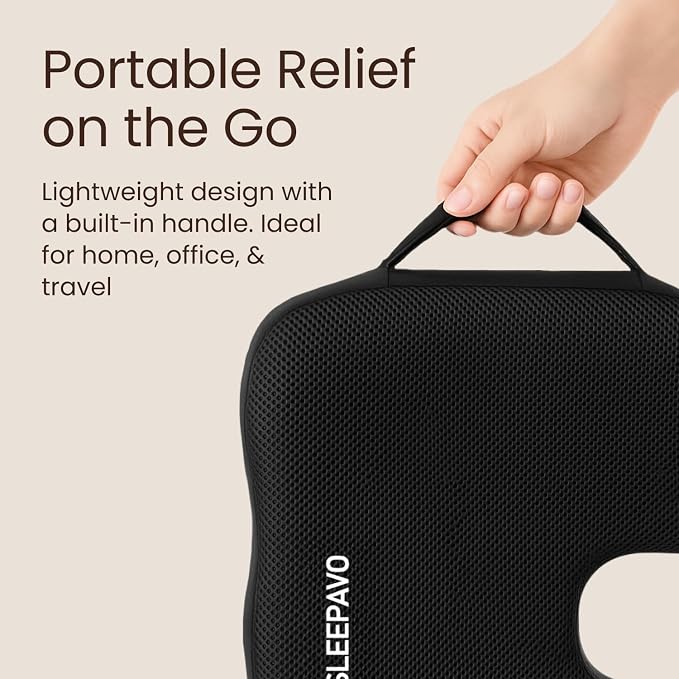 Office Chair Cushion - Seat Cushion for Tailbone Pain Relief - Butt Pillow for Coccyx, Sciatica, and Lower Back Pain - Orthopedic Chair Pad for Lumbar Support in Office Desk, Car, Airplane - Image 6