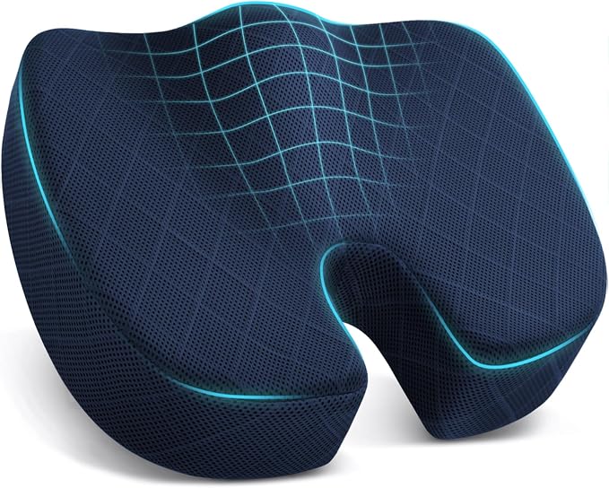 Seat Cushion - for Office Chair, Car Seat, Airplane, Bleacher - Sciatica & Coccyx Pain Relief Desk Chair Cushion for Long Sitting Office Workers, Car Drivers(Blue, XX-Large) | for Car Seat, Airplane, Desk Chair - Sciatica & Hip & Coccyx Pain Relief Cus... by TushGuardSeatCushonsPillows
