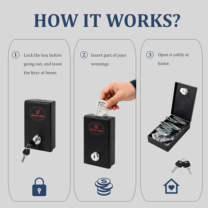 Winners Bank Gift for Gambler Portable Pocket Safe for Casino Winnings with 2 Keys Metal Money Box Take Your Winnings Home - Image 2