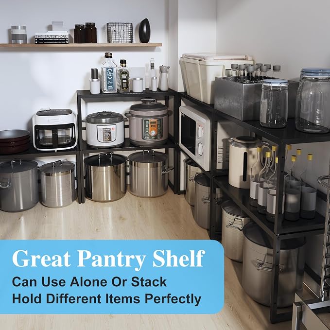 Expandable Metal Storage Shelves, 110LBS Heavy Duty Shelving Units and Storage for Pots Pans Small Appliances, Adjustable Metal Storage Shelf Organizer Rack for Kitchen Cabinets Closet Pantry Garage - Image 6
