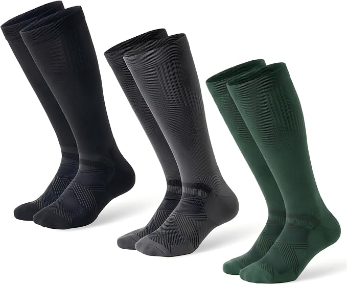 Compression Socks for Women and Men,Mild Support(3 Pairs) Unisex | Knee High,Graduated Compression,L/R Foot Labels,Breathable Fabric,Best for Flying/Nurses/Travel/Cycling/Pregnancy/Daily Wear by musesox