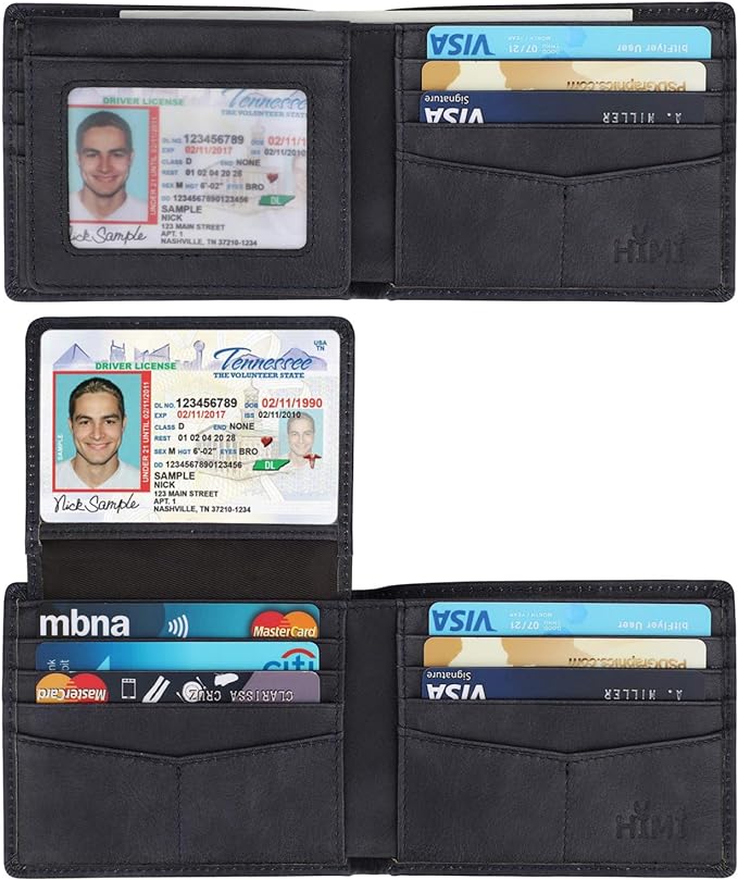 HIMI Wallet for Men-Genuine Leather RFID Blocking Bifold Stylish Wallet With 2 ID Window by WelcometoHIMI