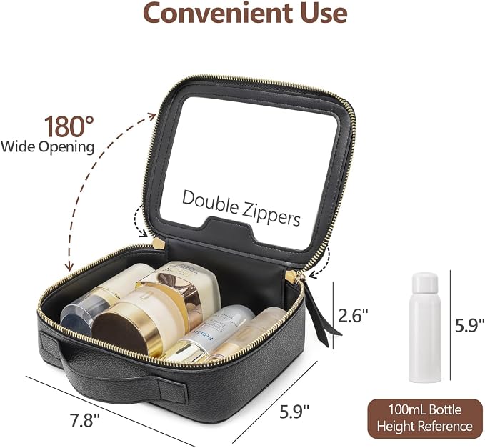 Clear Makeup Bag Foldable - TSA Approved Toiletry Bag for Travel | Metal Zipper, Reinforced Seam, Water Resistant, Medium for Carry-on, Large for Checked Luggage, for Car Storage Organizer - Image 4